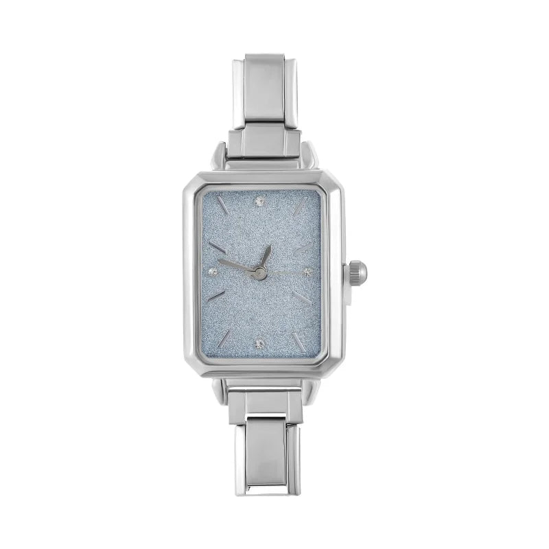 New Fashion Women's Stainless Steel Square Round Shiny Watch Bracelet For Party Friend Wife Birthday DIY Jewelry Gift