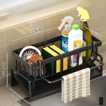 Compact Tap-Mounted Spice Shelf – Sink Organizer with Drainage Rack – Space-Saving Kitchen Storage for Utensils/Accessories