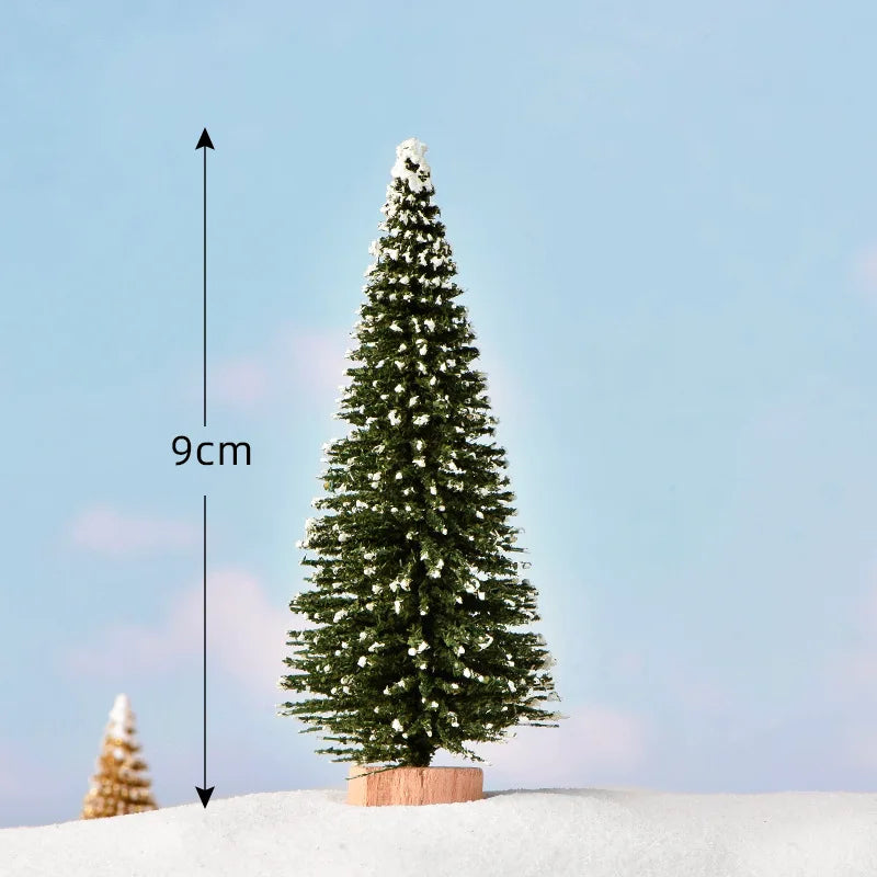 12Pcs DIY Mini Christmas Tree Sisal Silk Cedar Desktop Decoration Small Christmas Tree 2025 Xmas New Year Decor Micro-landscape