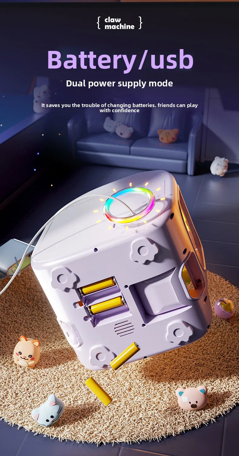 DIY Automatic Doll Machine Kids Coin Operated Play Game Mini Claw Catch Toys Crane Machines Music Doll for Christmas gifts