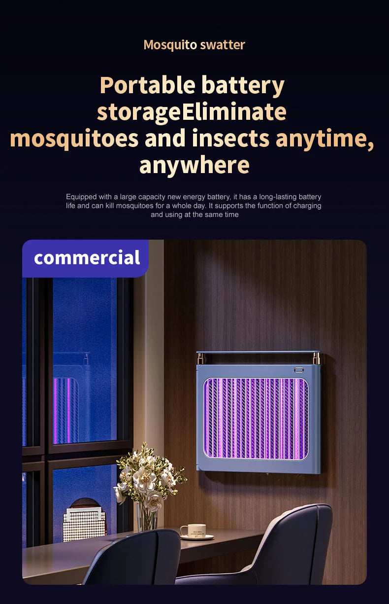 Rechargeable Energy Saving Mosquito Killer Lamp UV Trap Shock Safe Design 100㎡ Coverage Auto On Off No Chemicals Indoor Outdoor