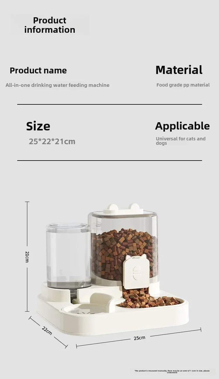 Cat feeder, dog and cat basin, equipped with water dispenser bowl, automatic recycling utensil, universal pet products