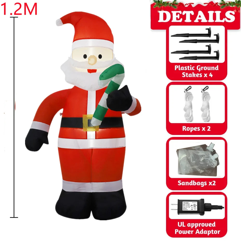 2.1M Inflatable Christmas Claus Riding Shake Head Bear And 1.2m Santa Claus Built-in LED Light Courtyard Garden Xmas Decorati