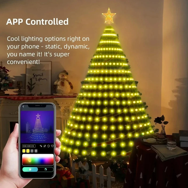 Christmas Tree Star Lights Smart RGB Christmas Light with Remote Timer Music Sync Bluetooth App Controlled Holiday Lighting