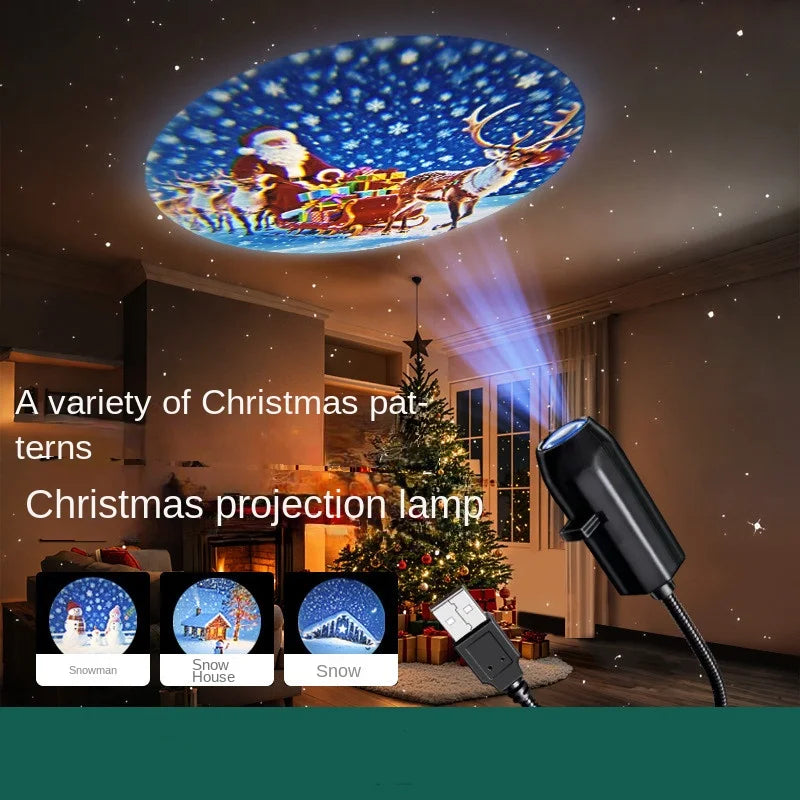 2025 Christmas Day LED Night Light USB Flexible Projector Light Holidays Party led Atmosphere Lights Starry Moon Ambient Lamp