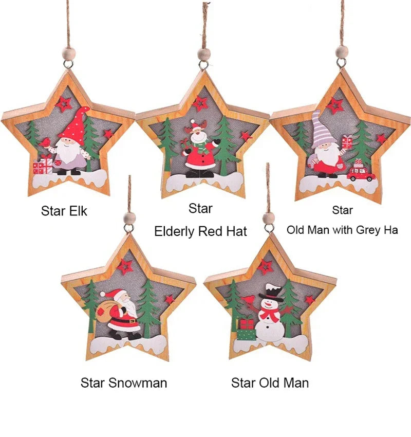 Christmas Decorations LED Night Light Luminous Christmas Tree Pendant Santa Claus Snowman Pendant Ornament Xmas Night Lights