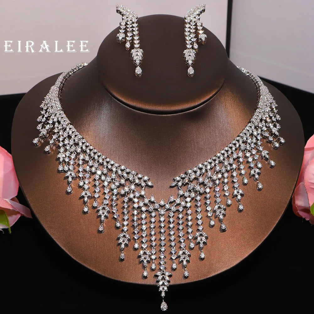 EIRALEE New Flash Tassel Full Star Ladies Jewellery Necklace Set Saudi Arabia Prom Party Event Wedding Accessories Bride's Gift