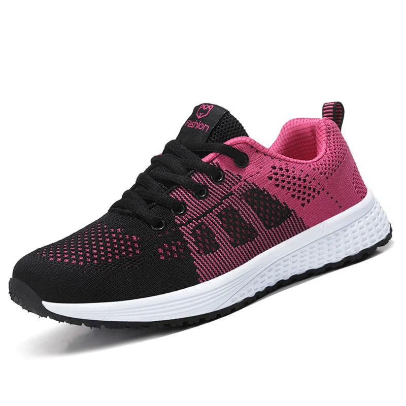 Women’s Breathable Mesh Walking Sneakers – Lightweight Flat Shoes