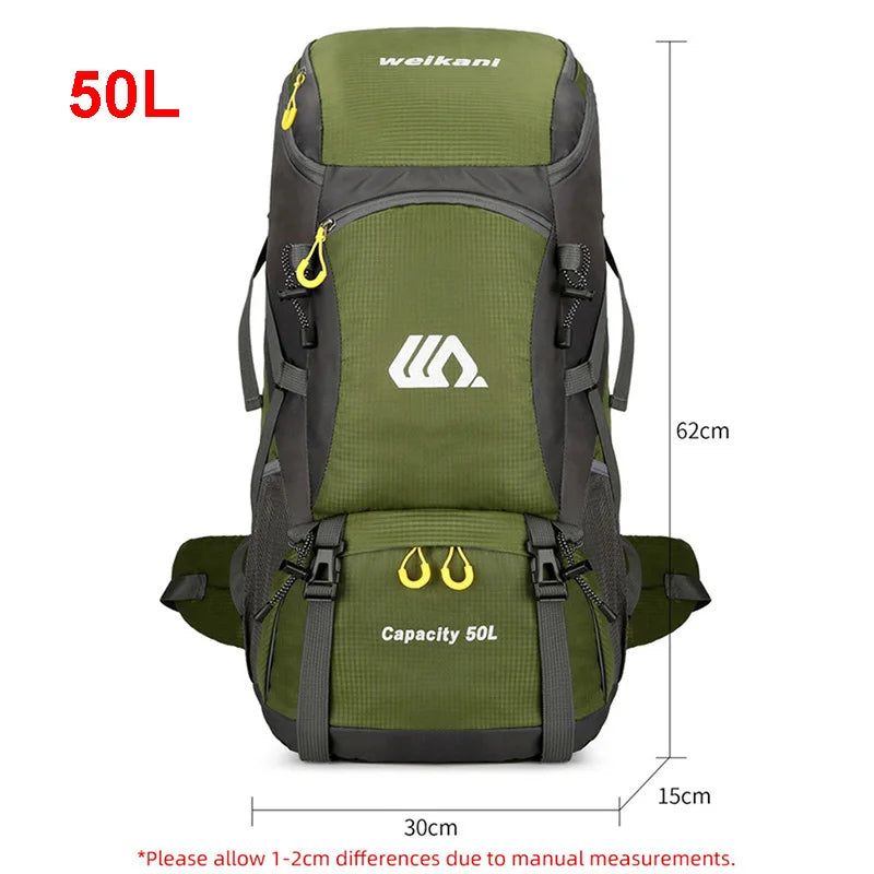 50L Waterproof Hiking Backpack with Shoe Pocket
