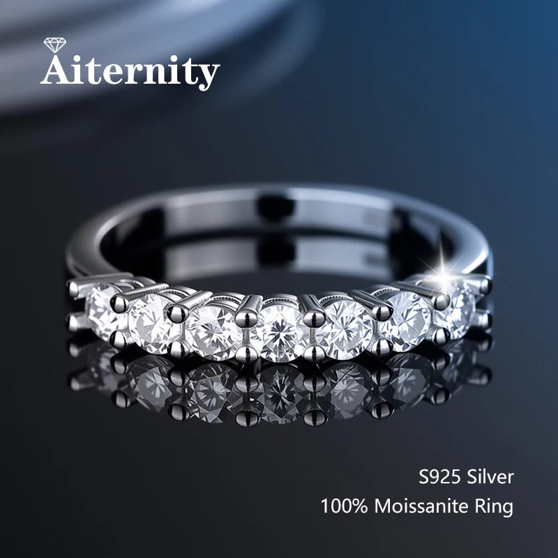 100% Pass Diamond tester Pen Moissanite Ring Matching Wedding Diamond Band for Women 925 Sterling Silver Female Single Tail Ring