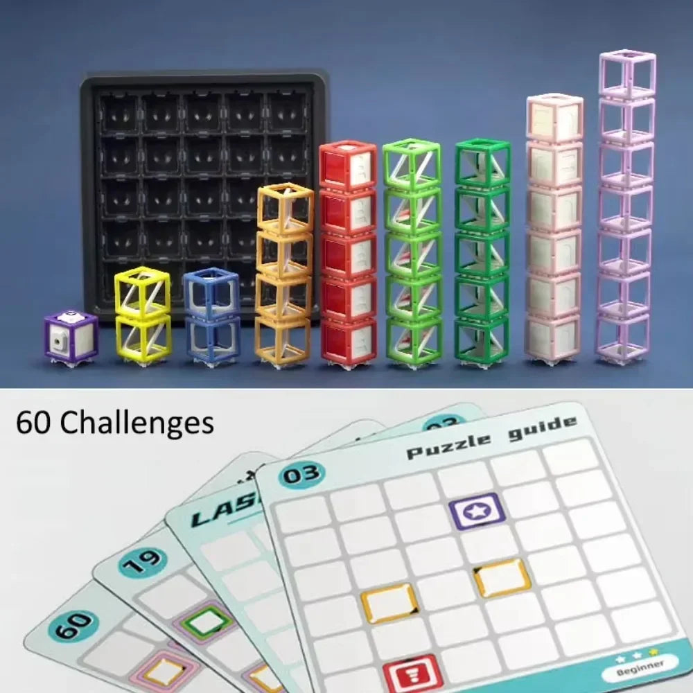 Laser Maze Stacking Educational Toy for Kids,60 Levels Challenges Laser Maze STEM Game Toys, Logic Thinking Training Board Game