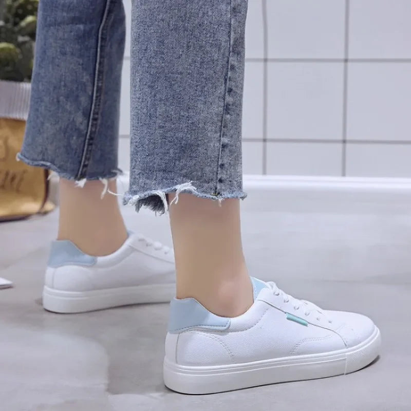 Women’s PU Leather Sneakers – Breathable Casual Flats