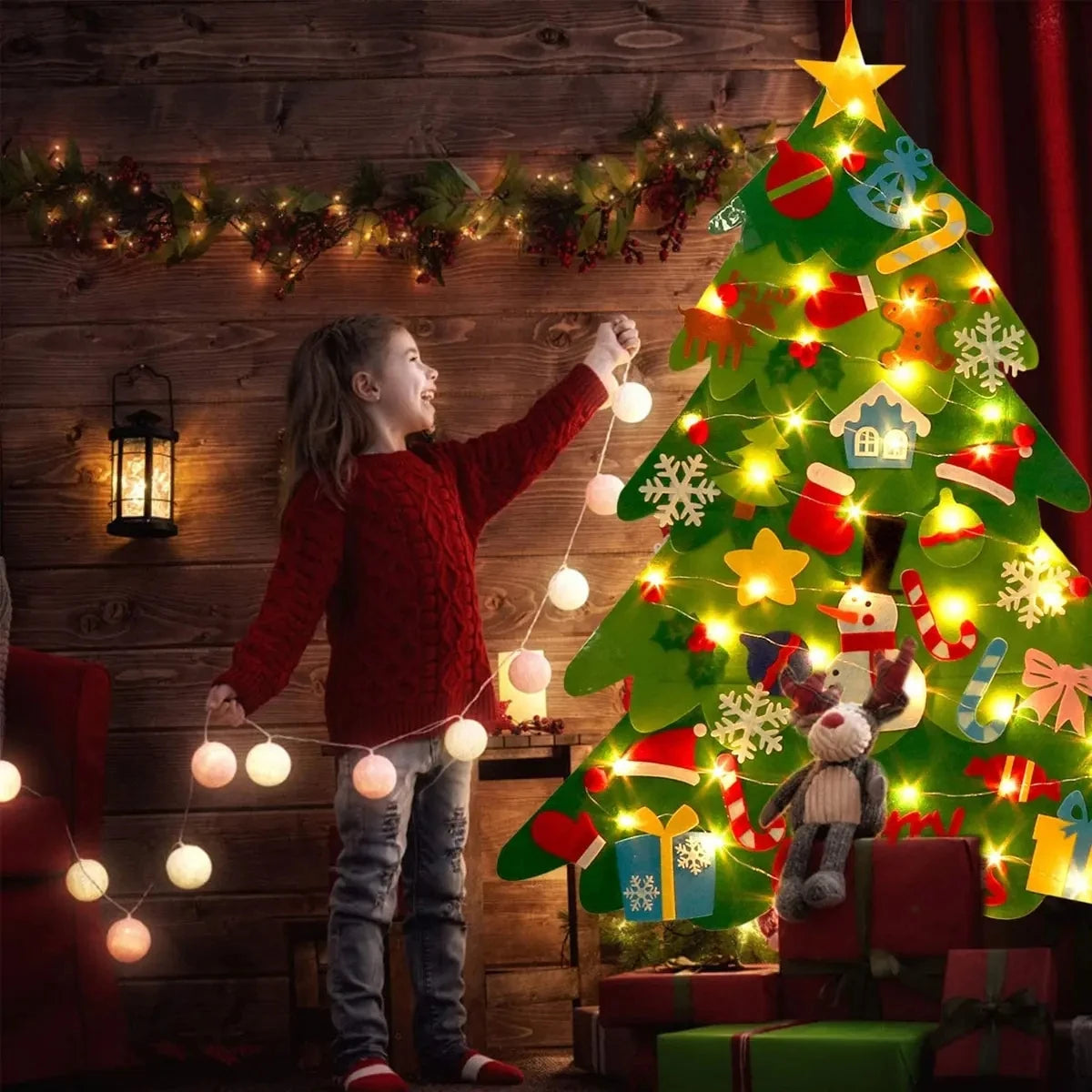 DIY Felt Christmas Tree Christmas Decoration for Home Navidad 2022 New Year Christmas Ornaments Santa Claus Xmas Kids Gifts