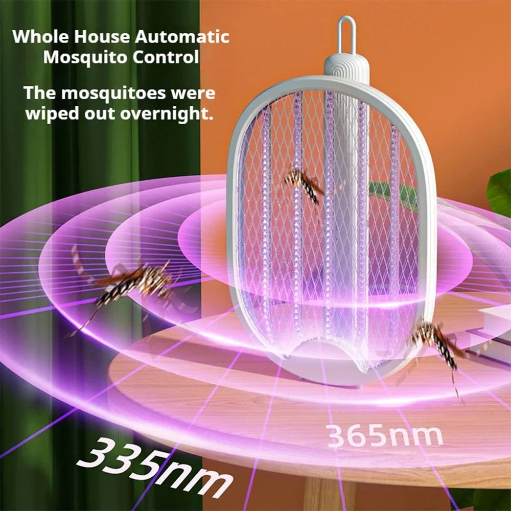 Foldable Electric Mosquito Swatter Safety Mesh USB Rechargeable Child Lock Portable for Travel Camping Indoor Outdoor Zapper