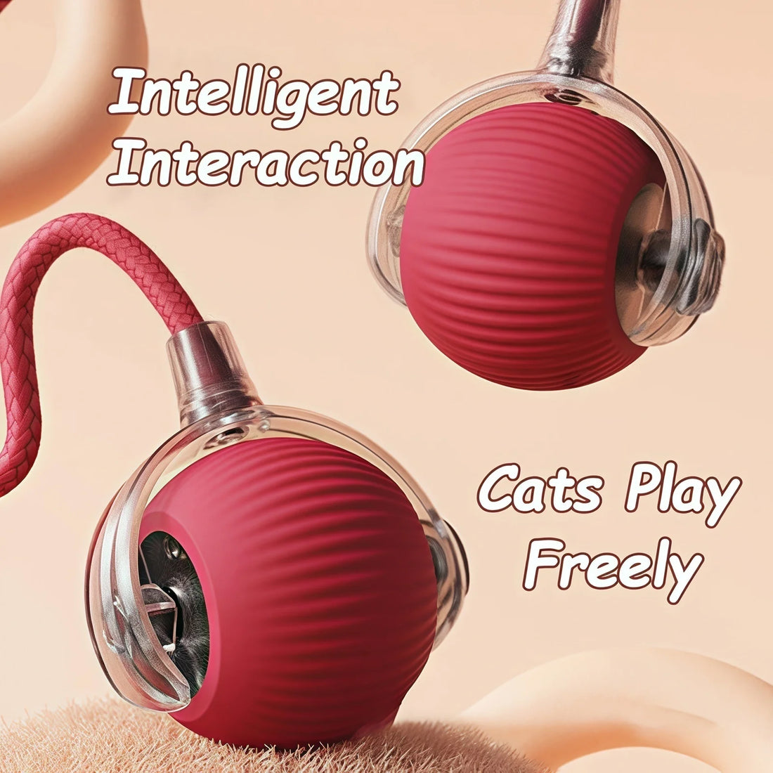 Smart Interactive Cat Ball Toy with Faux Tail