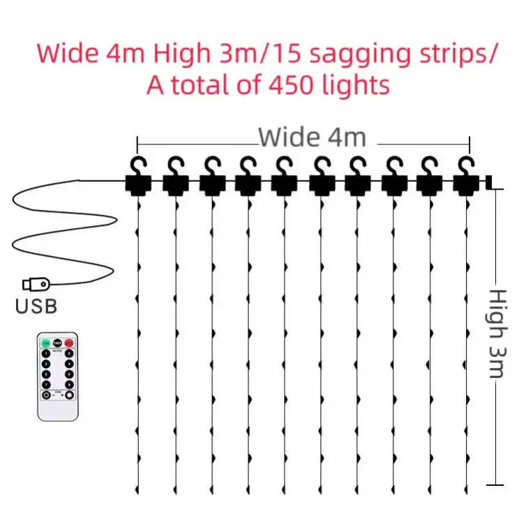 christmas lights decorations lamp holiday lighting USB Holiday Curtain Garland Lamp fairy lights lights decoration led light