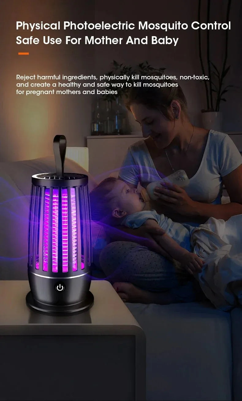 2 in 1 Rechargeable Mosquito Killer Lamp - Mute Anti-Mosquito with Timing Control USB Charging 360° trappin