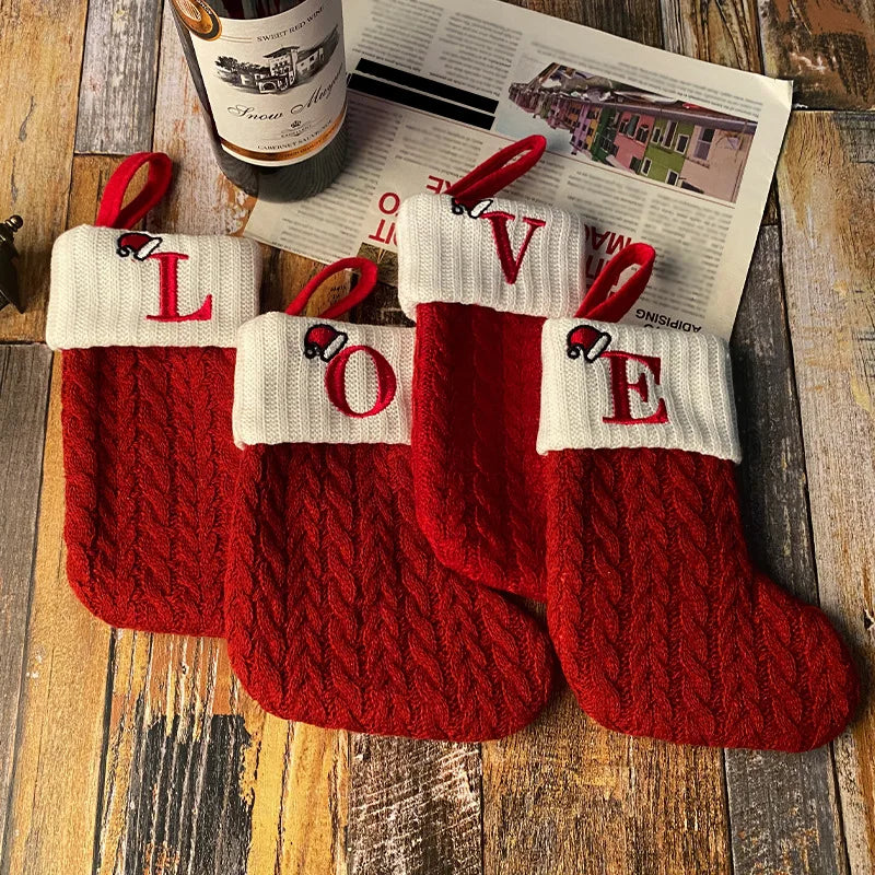 Christmas Alphabet Knitting Sock Christmas Tree Ornament Christmas Decoration For Home 2025 Noel New Year 2026 Xmas Gift