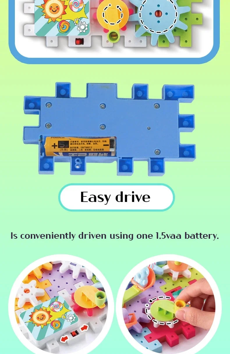 Electric Gears 3D Puzzle Model Building Kits Plastic Brick Blocks Educational Toys for Kids Children Gear Blocks Building Toys