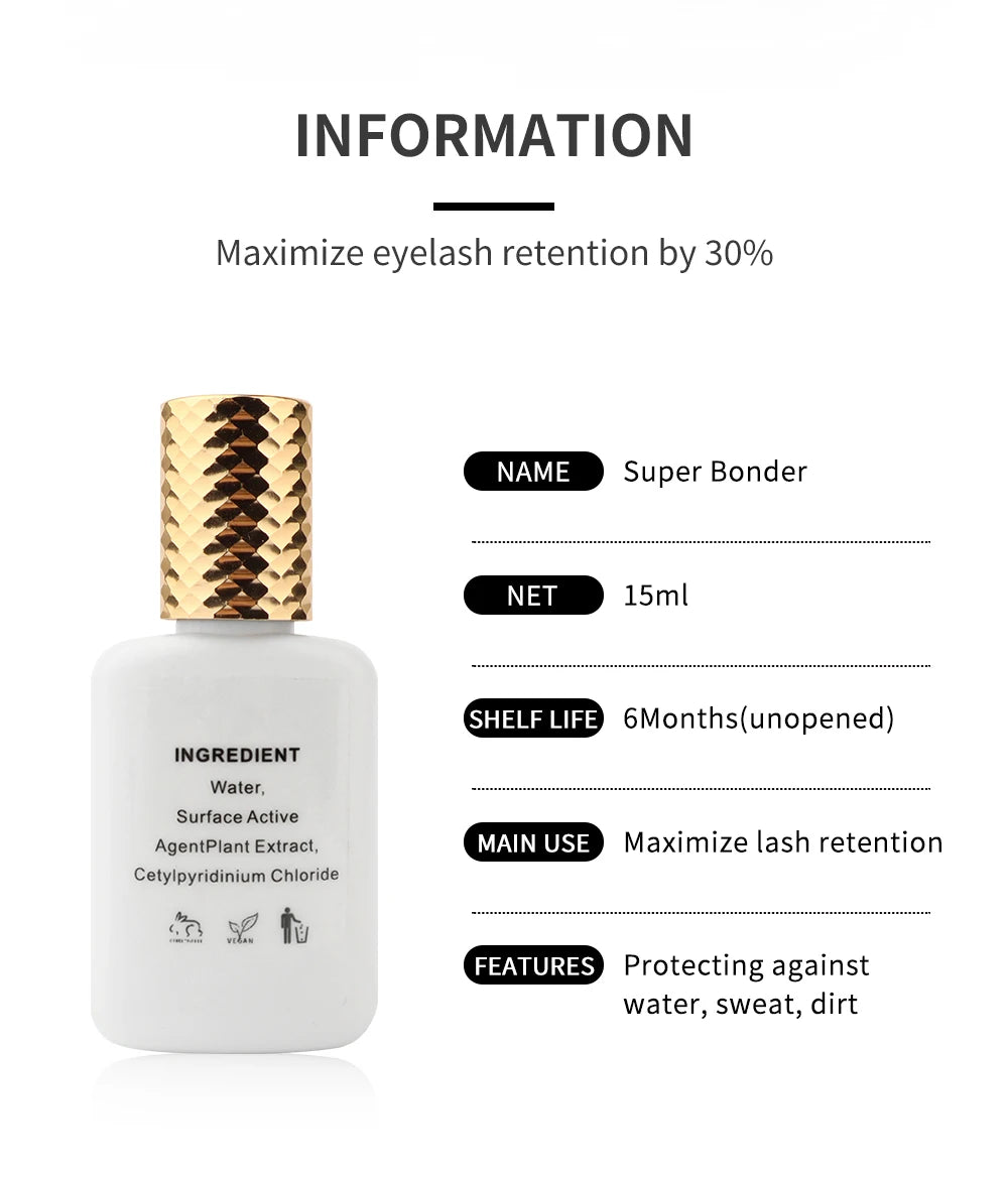 15ml Super Bonder Fixing Agent for Eyelashes Extensions Primer for Lash Glue Help Lash Bonder Adhesive Hardener Professinal