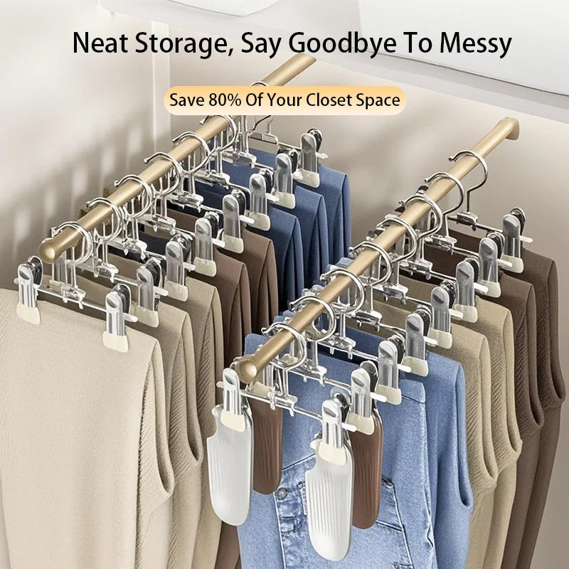 Stainless Steel Multi-Functional Clothes Hanger Clips – Wardrobe Organizer