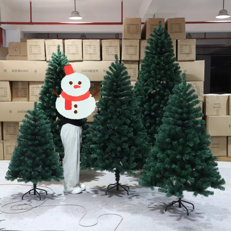 Christmas Tree Cryptic Eco-Friendly PVC Artificial Christmas Decorations 1.8m 2.1m Green Solid Tree