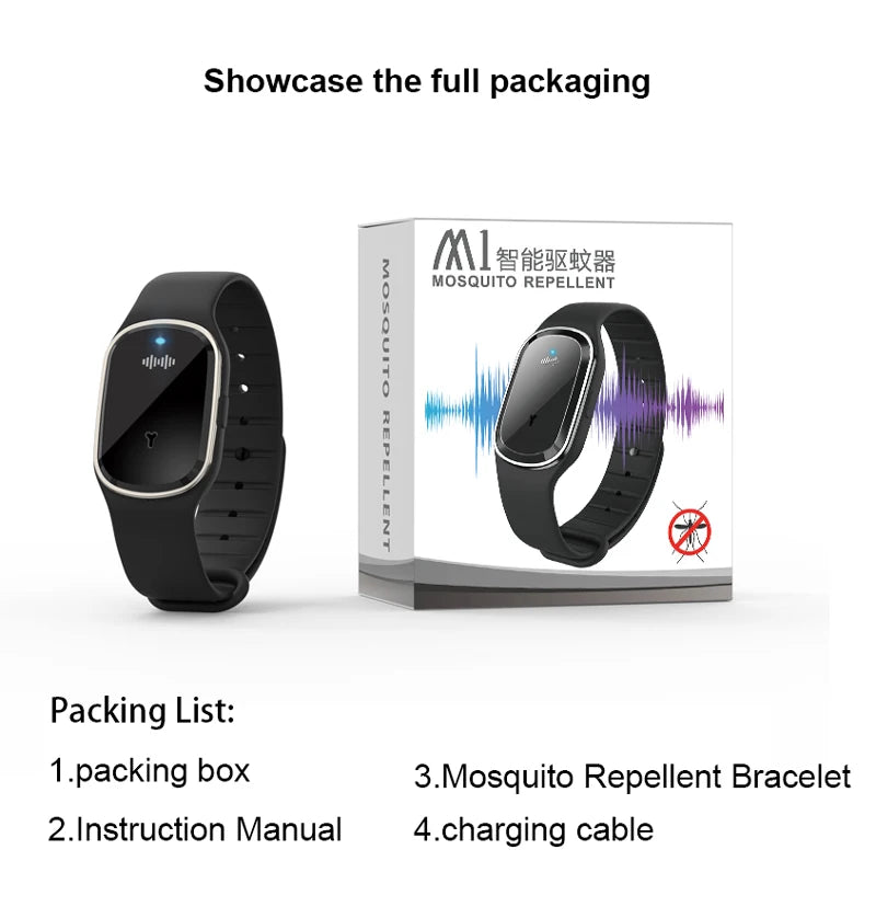 New USB Rechargeable Mosquito Repellent Bracelet Adjustable Silicone Wristband Safe for Kids and Adults Long Lasting Protection