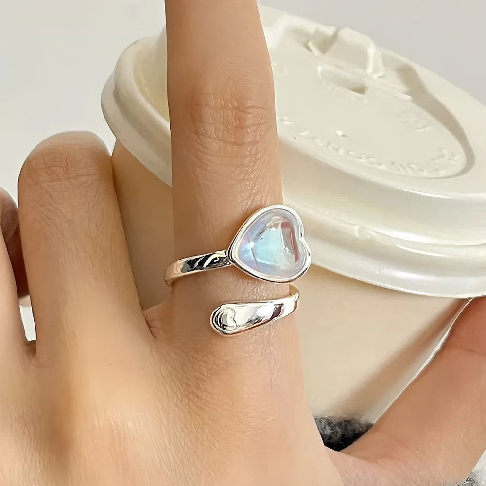 PANJBJ 925 Sterling Silver Geometry Crystal Ring For Women Ellipse Exaggerated Punk Water Drop Open Jewelry Gift Dropshipping