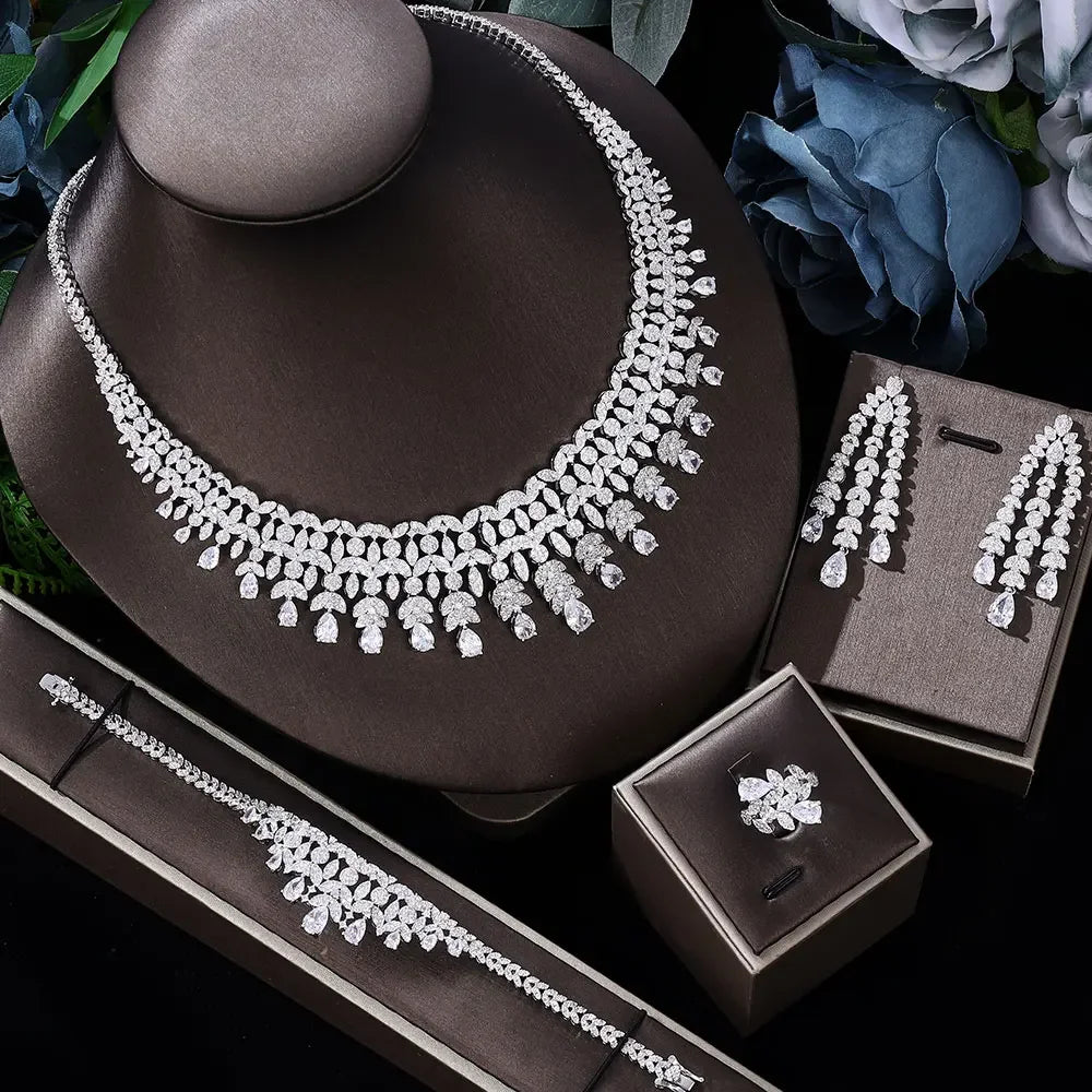 2023 Hot Selling Cubic Zirconia Bridal Wedding Jewelry Set Bridal 4-piece Set Women's Jewelry Set Jewelry Brand Reproduction