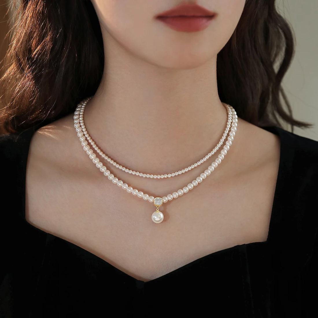 Double-Layer Pearl Bead Necklace – Elegant Luxury Women’s Jewellery