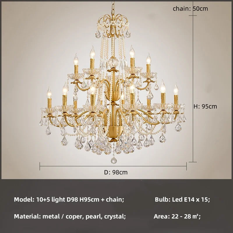 French Luxury Candle Chandelier Foyer Lustre K9 Crystal Pendant Lights French Candle Droplight Home Decor Led Lamparas Lamp