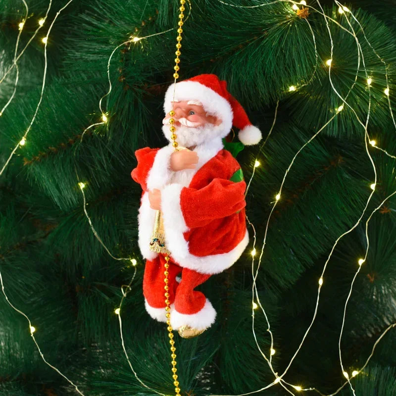 Electric Climbing Santa Claus Christmas Ornament Festive Decoration for Kids Gift Shopping Mall Holiday Scene Display