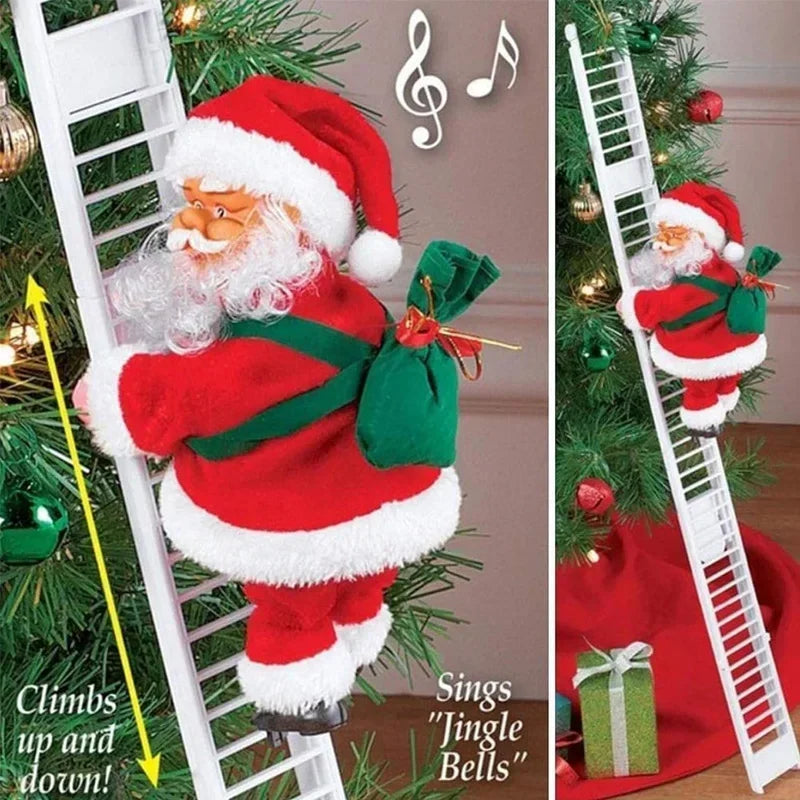 Electric Climbing Santa Claus Christmas Ornament Festive Decoration for Kids Gift Shopping Mall Holiday Scene Display