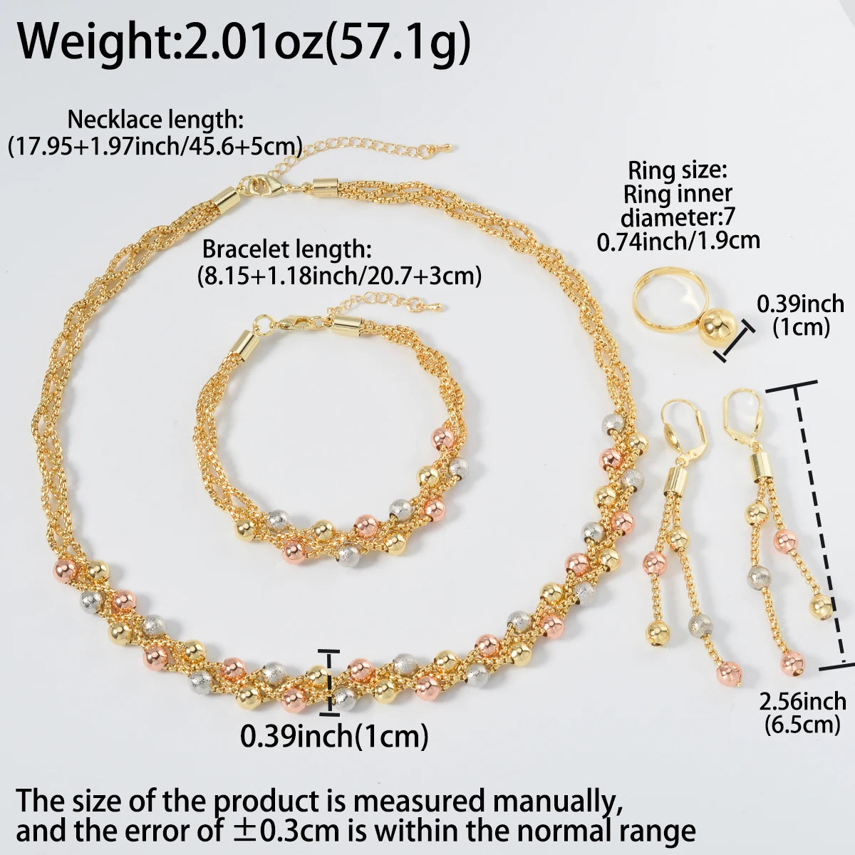 Pearl Pendant 4pcs Jewelry Set Colorful Beads Necklace Bracelet Earrings Ring Bridal Wedding Set Luxury Jewelry Accessories