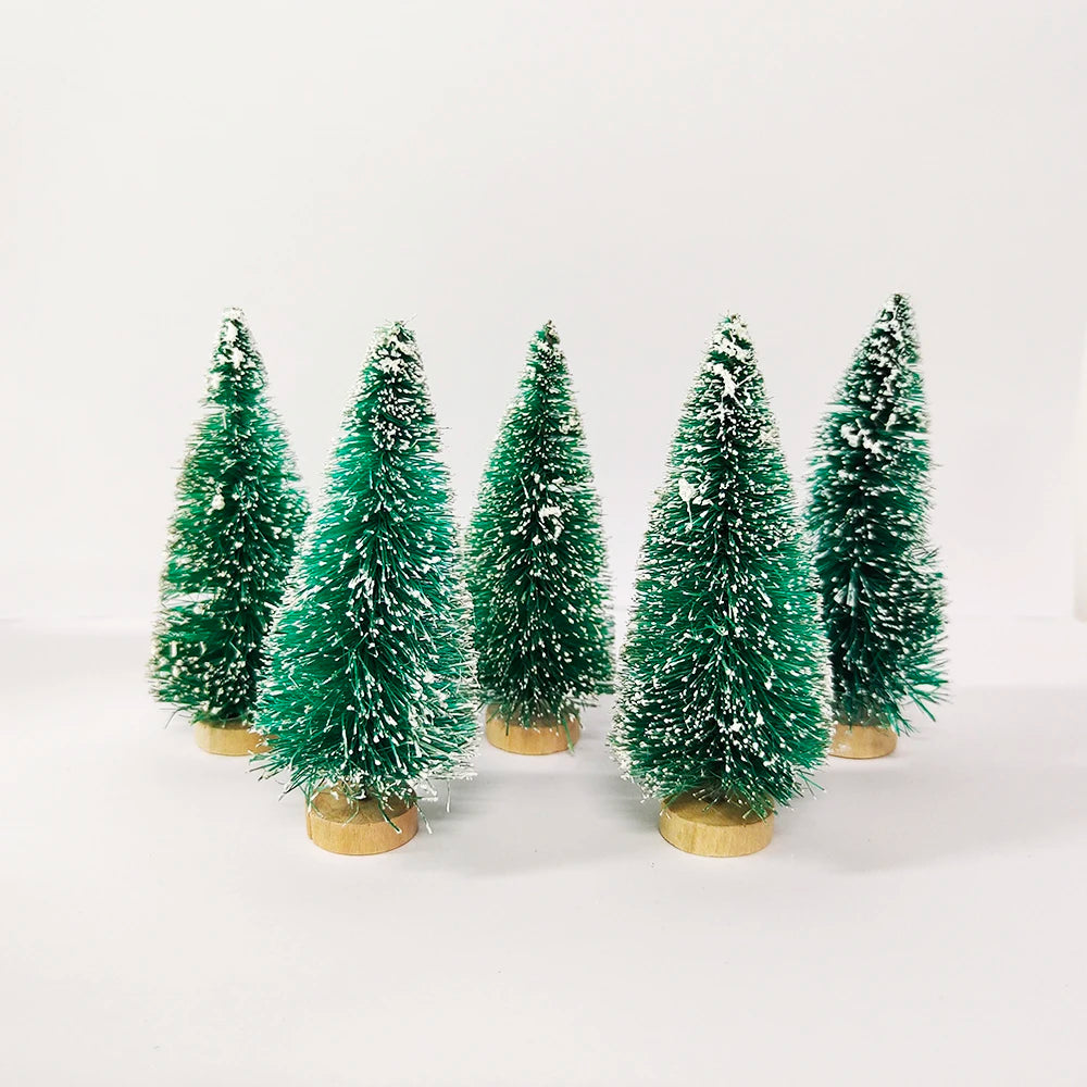 5/8pcs Mini Christmas Trees Small Artificial Christmas Tree Ornament Cedar Pine Sisal Tabletop Merry Christmas Party Decoration