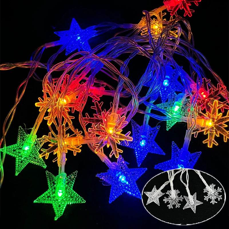 3M Christmas Lights LED Snowflake String Lights Xmas Fairy Light Lamp For Home New Year Party Supplies Christmas Tree Decor