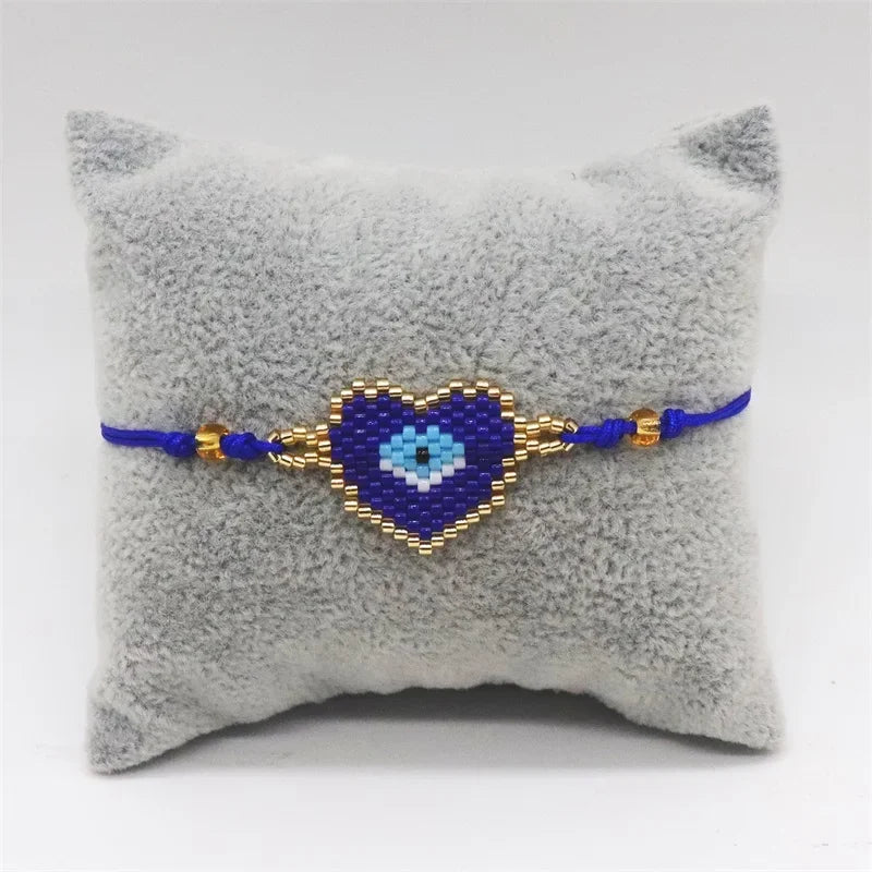 ALIYA Turkish Evil Eye Bracelet for Women Handmade Woven Colorful Miyuki Seed Beads Pulseras Lucky Greek Eye Bracelets Gift