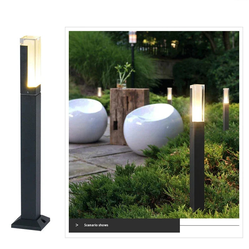 Waterproof LED Garden Lawn Lamp Modern Aluminum Pillar Light for Outdoor Courtyard Villa Landscape Bollard Lighting New Style