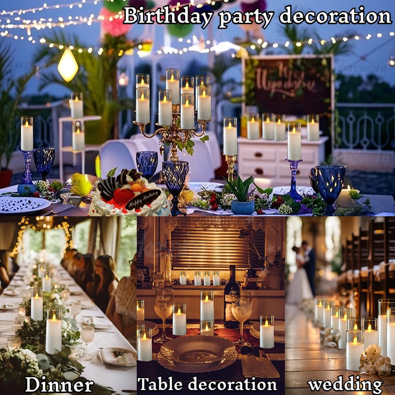10-180PCS Wedding Led Candles Artificial Candles Led Flickering Flameless Candles with Batteries Operated Home Decor Acrylic Cup