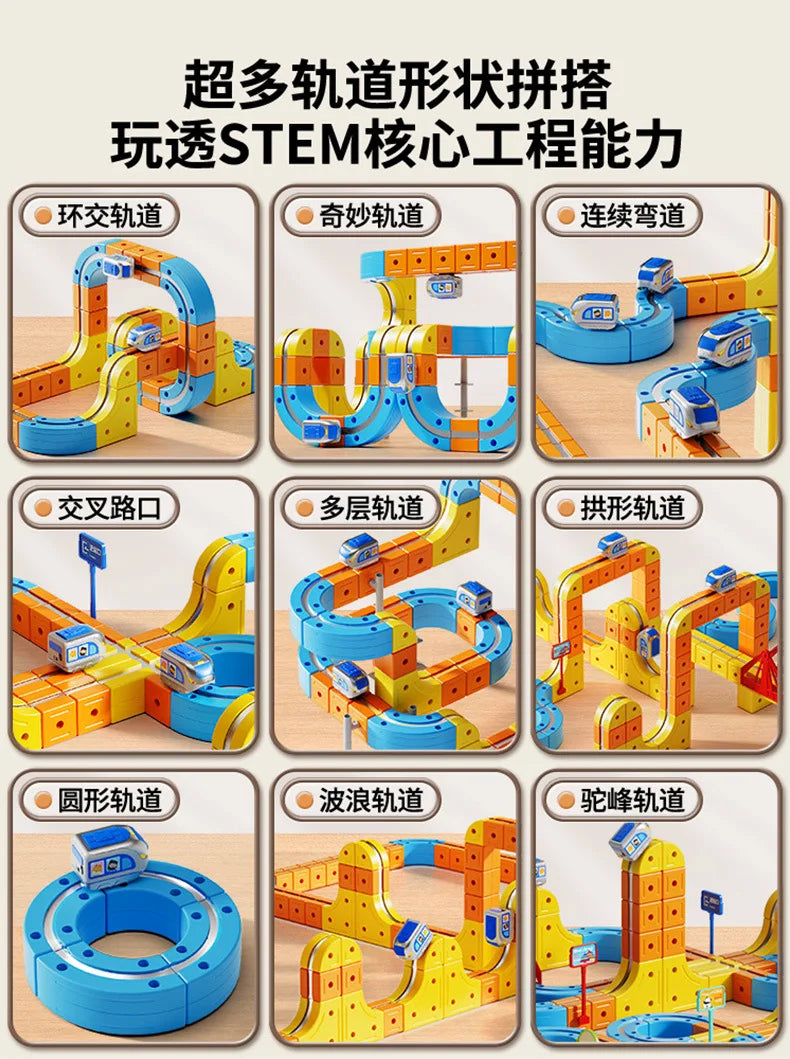 Hot Selling Magnetic Car Stem Racing Car Railtrack Set Montessori Motorized Train & Gravity Maze Toy Educational Gift For Kids