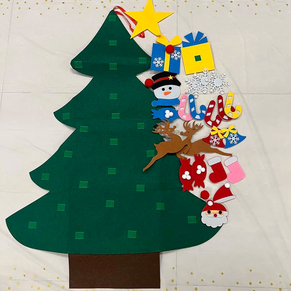 DIY Felt Christmas Tree Christmas Decoration for Home Navidad 2022 New Year Christmas Ornaments Santa Claus Xmas Kids Gifts