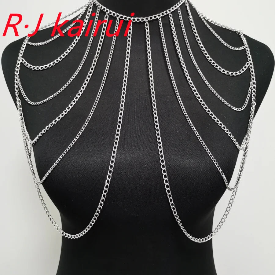 FREE SHIPPING STYLE A36 Gold Colour CHAIN DOUBLE SHOULDERS CHAIN JEWELRY 3 COLORS
