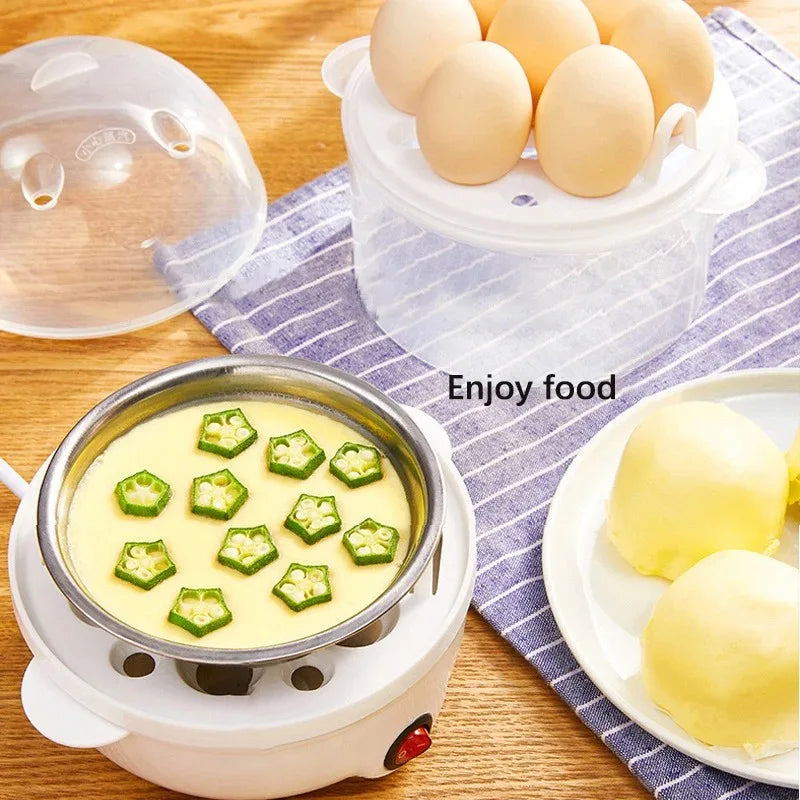 Electric Egg Cooker Automatic Steamer Double Layer Multi Function Breakfast Machine Mini Kitchen Appliance for Boiling Poaching
