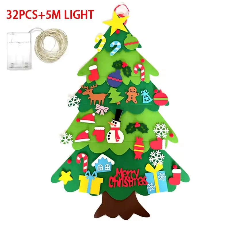 DIY Felt Christmas Tree Christmas Decoration for Home Navidad 2022 New Year Christmas Ornaments Santa Claus Xmas Kids Gifts
