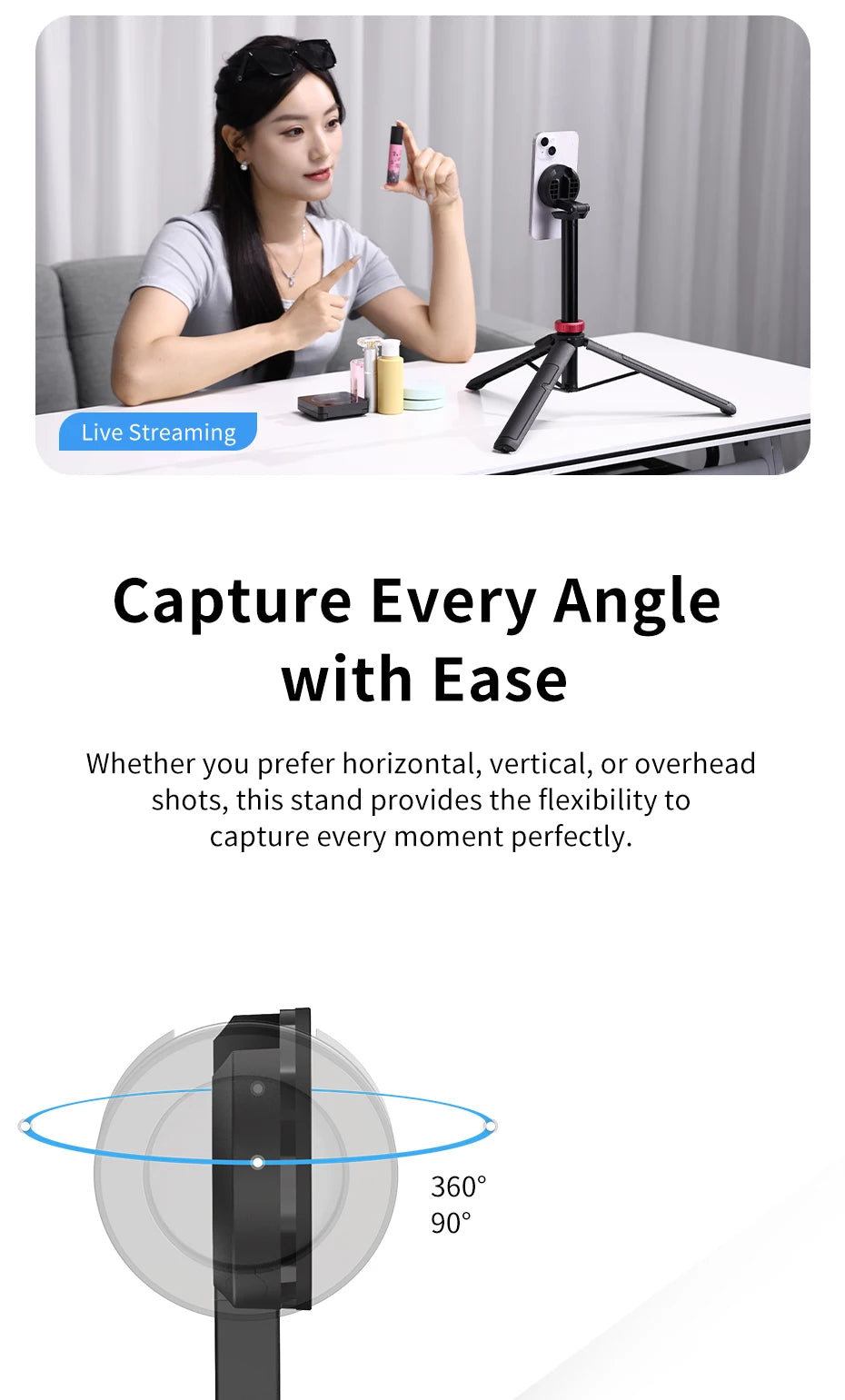 MT-84 1.53M Magnetic Selfie Stick Tripod for iPhone & Android