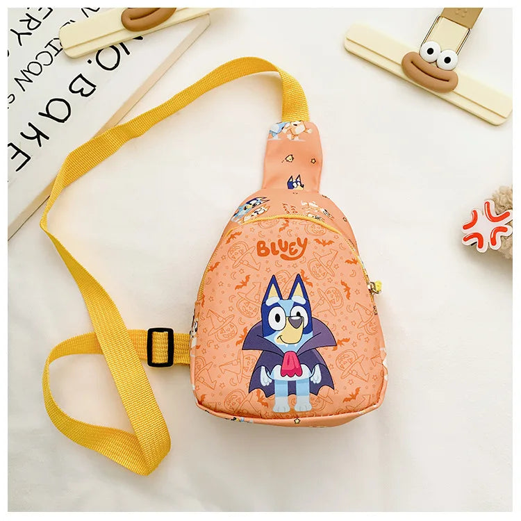 Bingo Friends Children's Bag Cute Bluey Family kids Chest Bag Kindergarten Cartoon Light Crossbody Bag Halloween Christmas gift