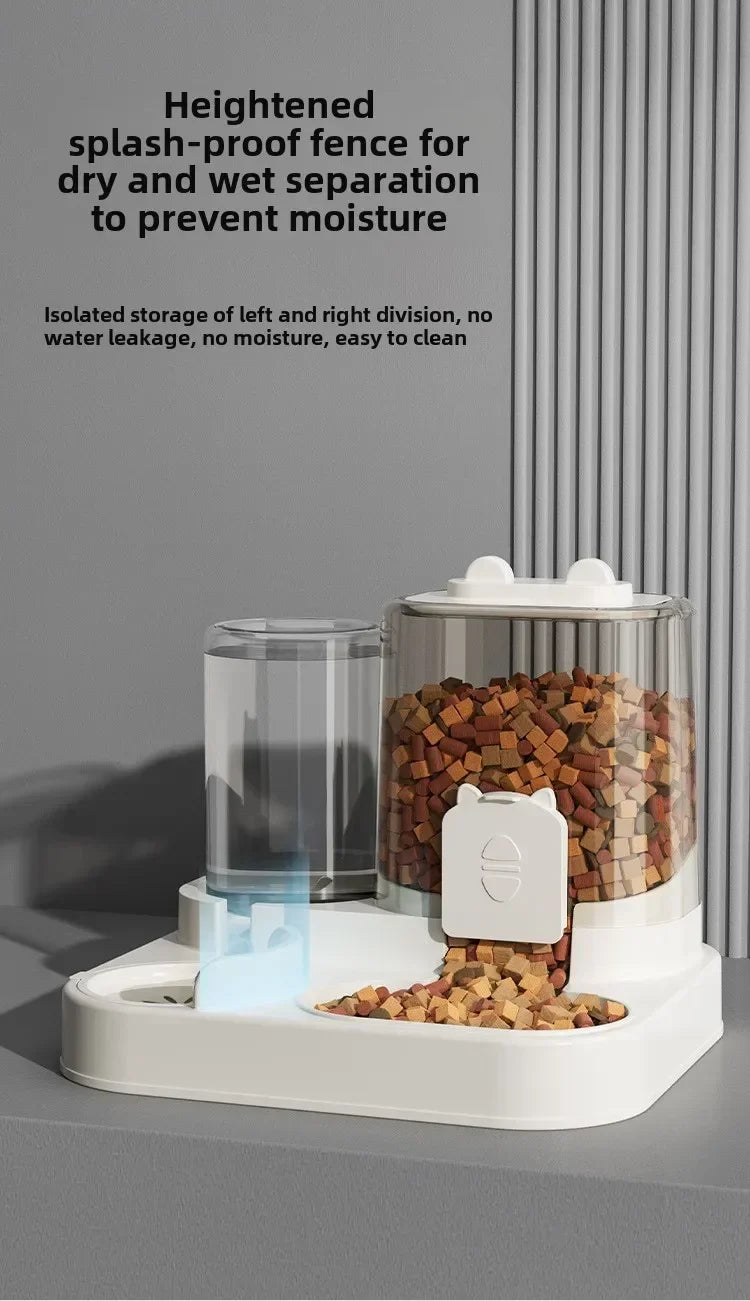 Cat feeder, dog and cat basin, equipped with water dispenser bowl, automatic recycling utensil, universal pet products