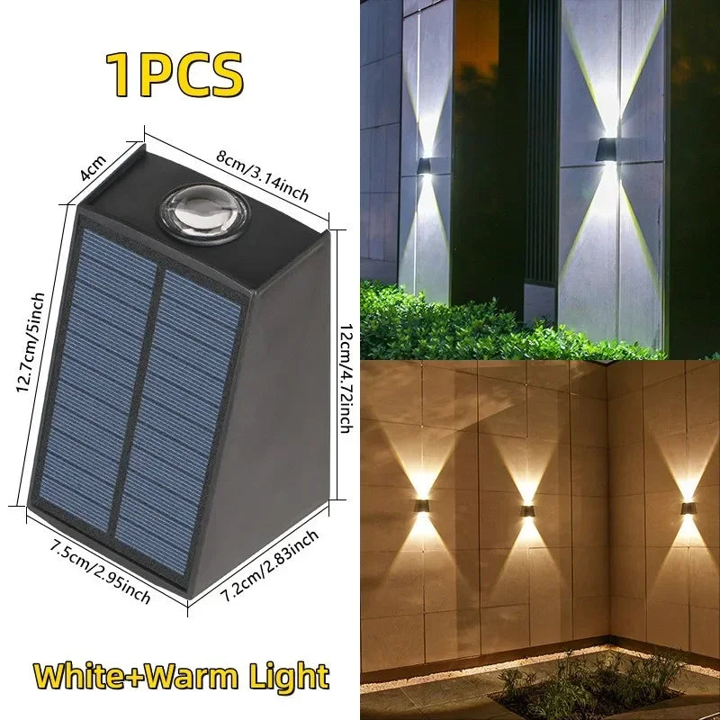 LED Solar Lights Outdoor Solar Powered Wall Lamp Waterproof Outdoor Garden Decorations Sunlight for Street Balcony Villa Lamp
