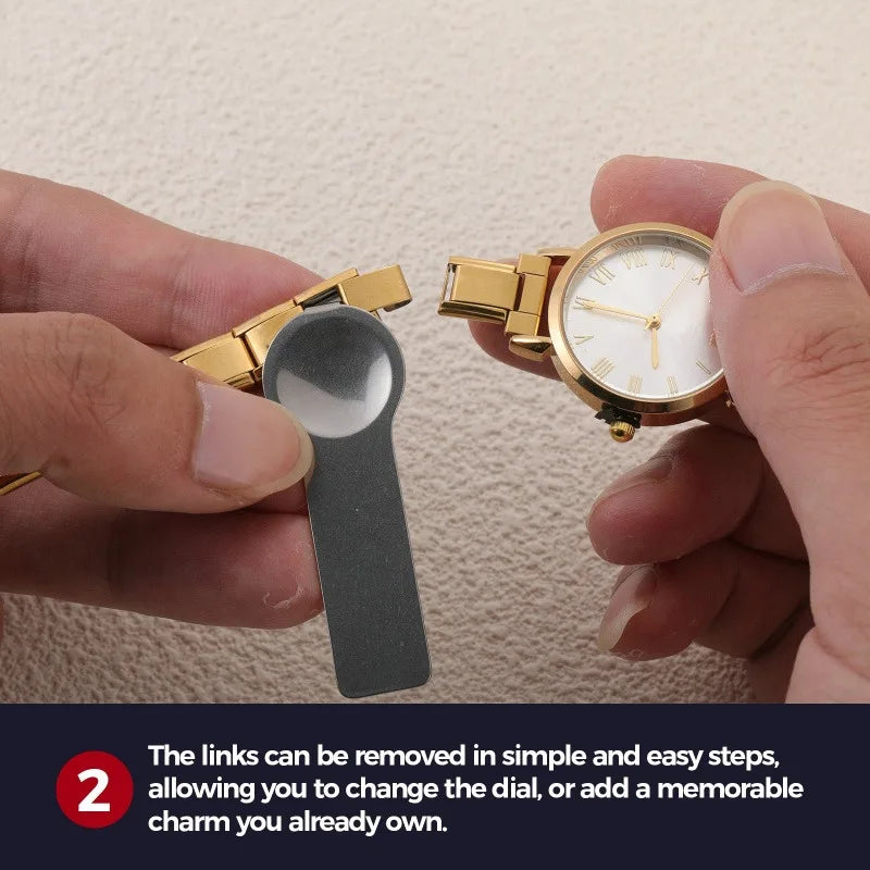 Fashion Watch Women's DIY 9MM Width Italian Elastic Charm Stainless Watch Header Linker Bracelet Jewelry Birthday Gift