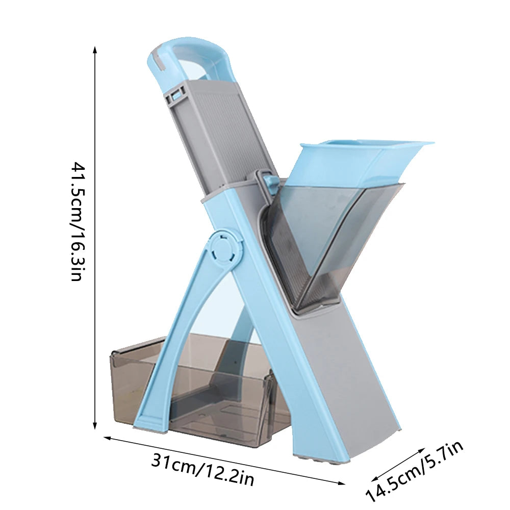 Safe Vegetable Slicer Adjustable Vegetable Chopper with 4 Modes Dicer, Julienne Kitchen Chopping Artifact (SkyBlue)
